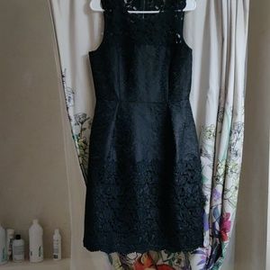 Black Jaquard and Lace Dress